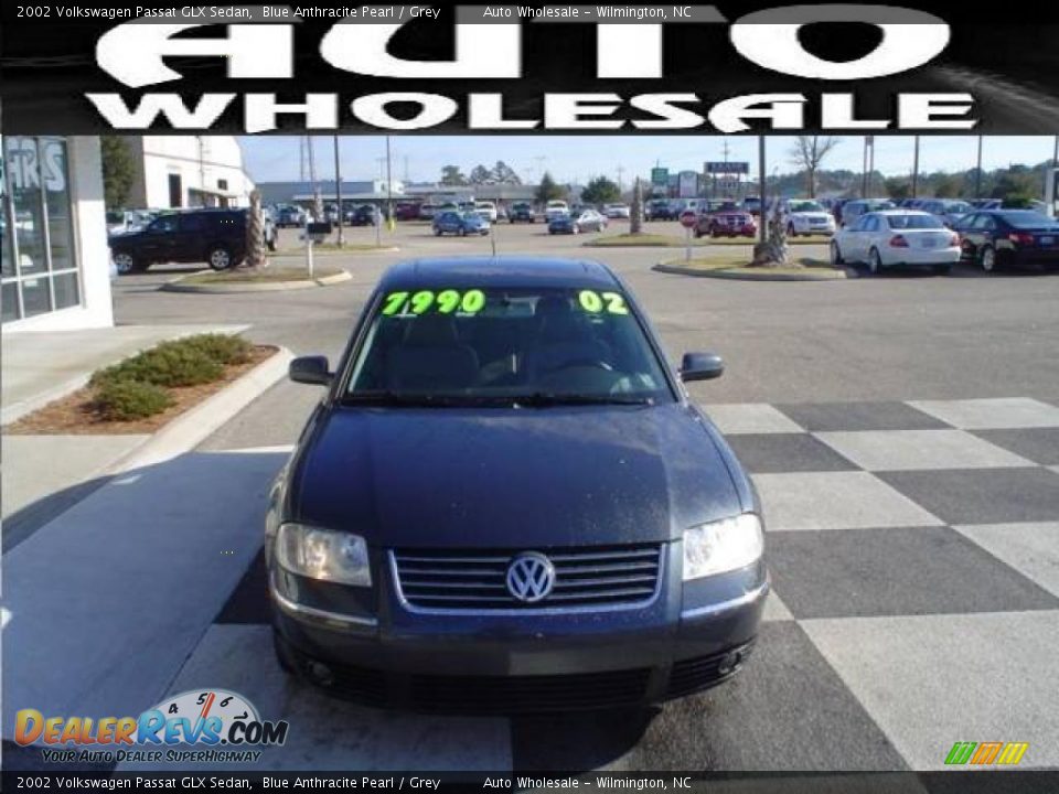 2002 Volkswagen Passat GLX Sedan Blue Anthracite Pearl / Grey Photo #2