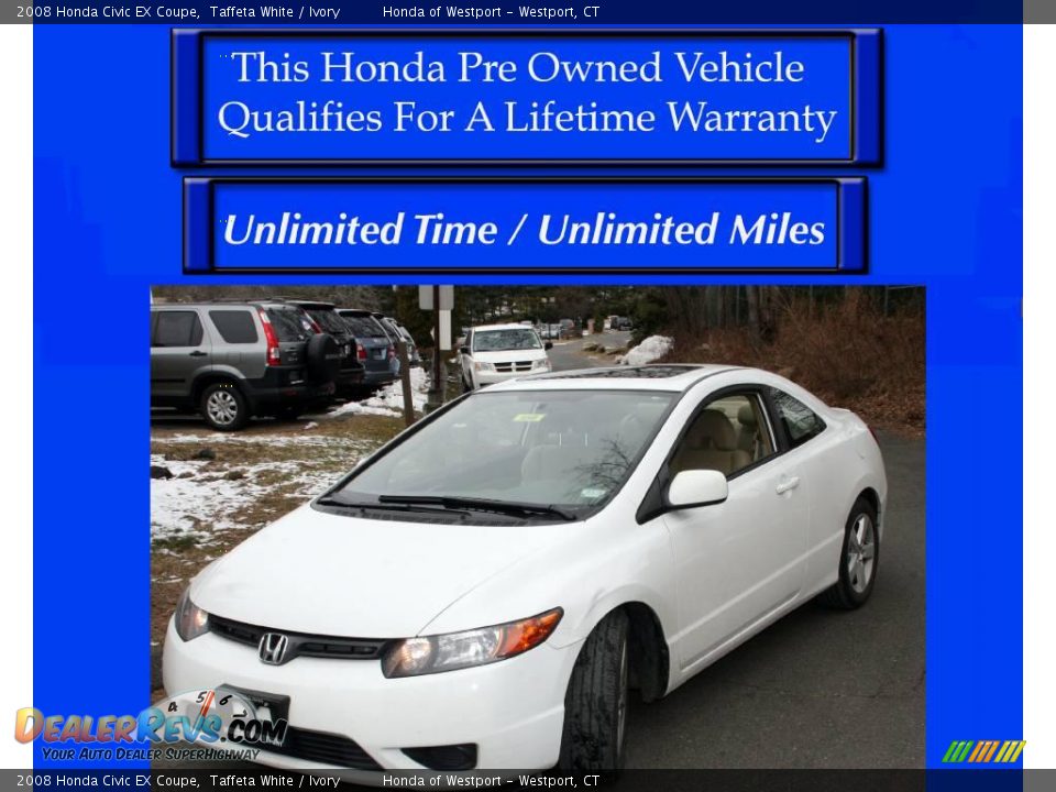 2008 Honda Civic EX Coupe Taffeta White / Ivory Photo #1