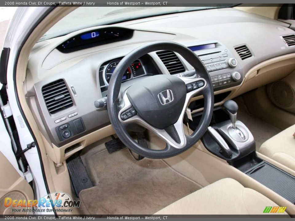 2008 Honda Civic EX Coupe Taffeta White / Ivory Photo #11