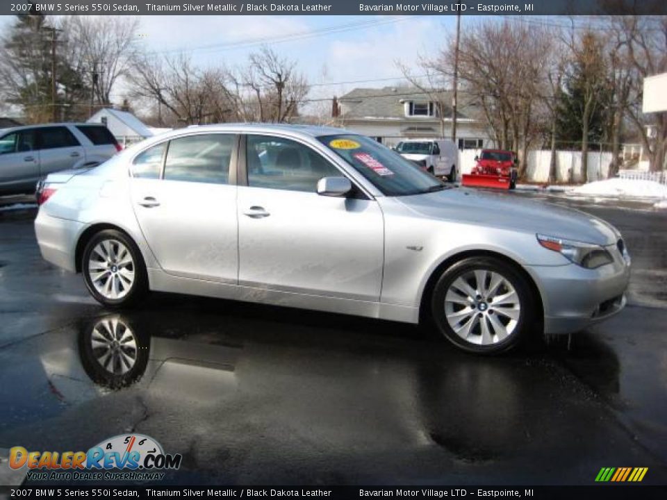 2007 BMW 5 Series 550i Sedan Titanium Silver Metallic / Black Dakota Leather Photo #6