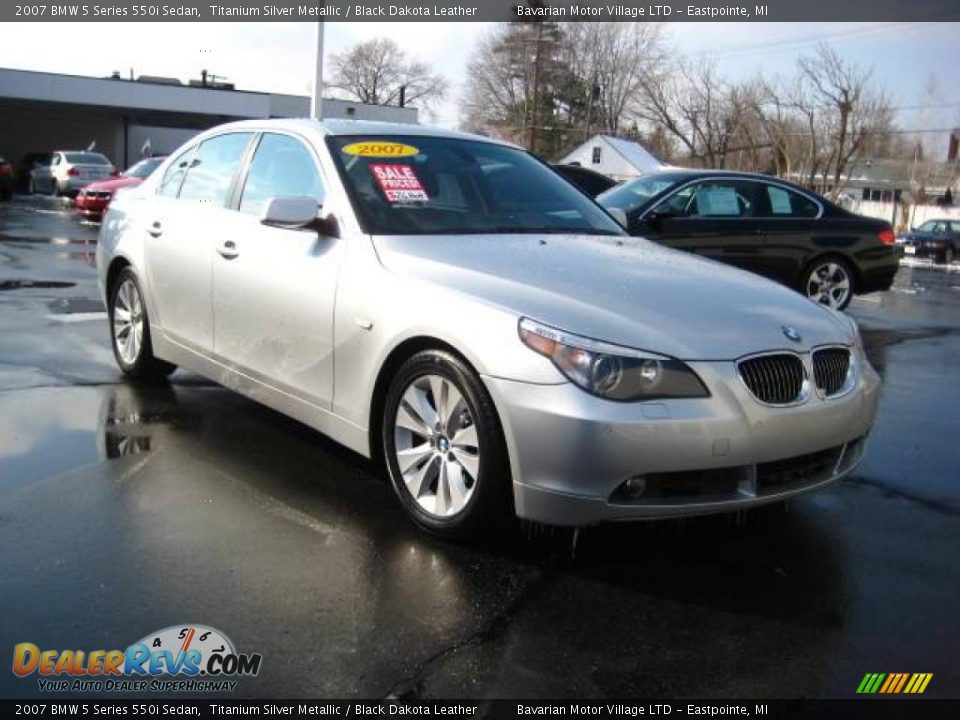 2007 BMW 5 Series 550i Sedan Titanium Silver Metallic / Black Dakota Leather Photo #7