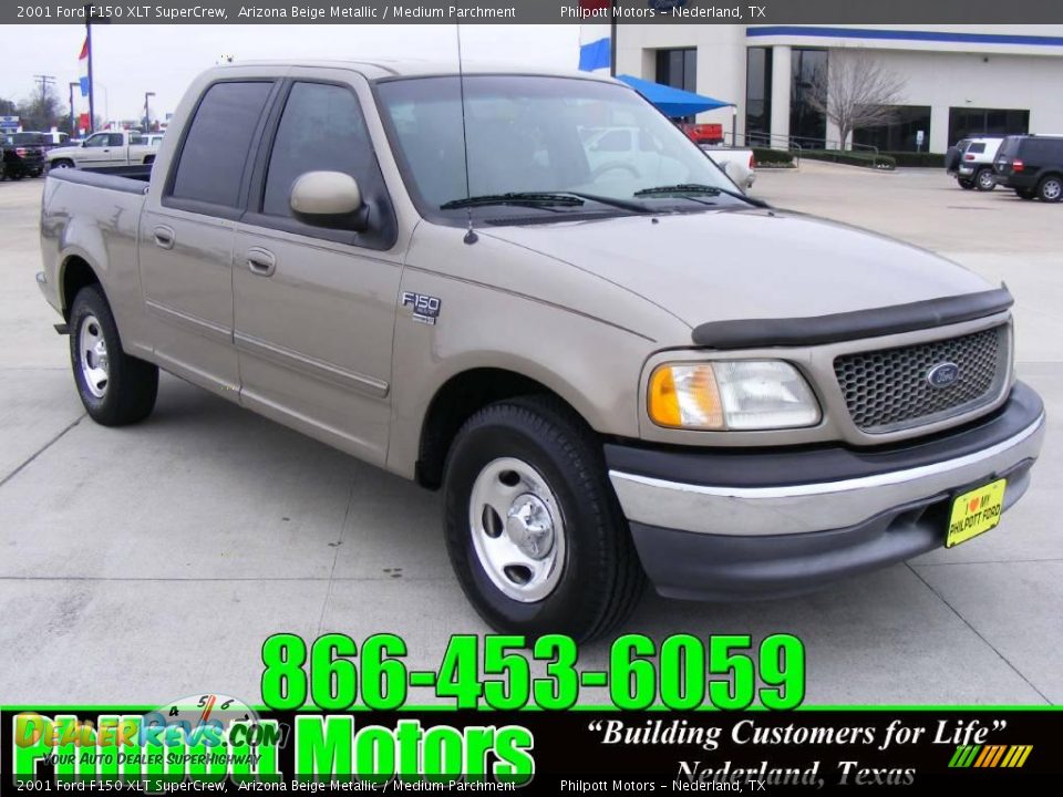 2001 Ford F150 XLT SuperCrew Arizona Beige Metallic / Medium Parchment Photo #1