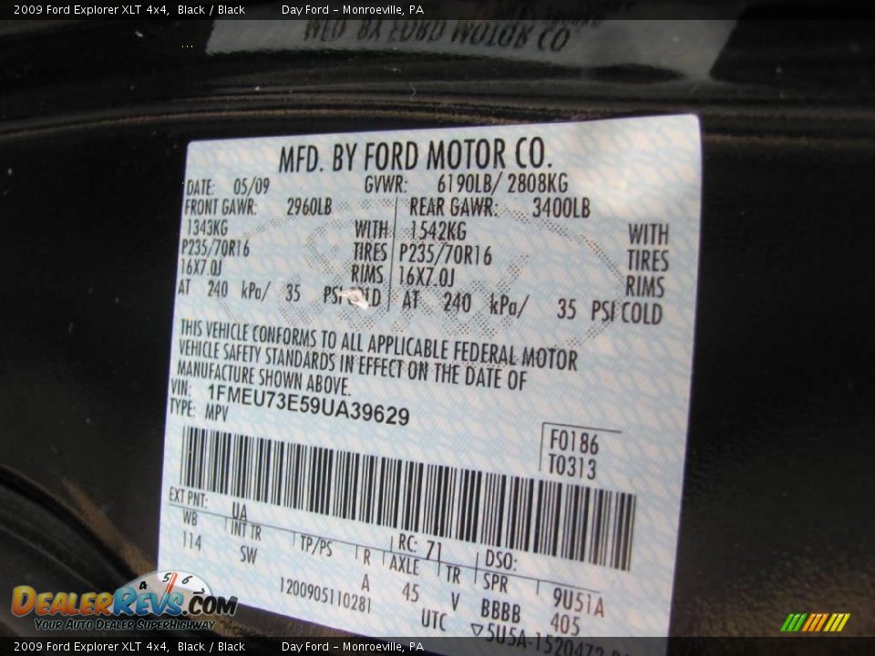 2009 Ford Explorer XLT 4x4 Black / Black Photo #15
