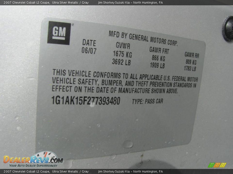 2007 Chevrolet Cobalt LS Coupe Ultra Silver Metallic / Gray Photo #14