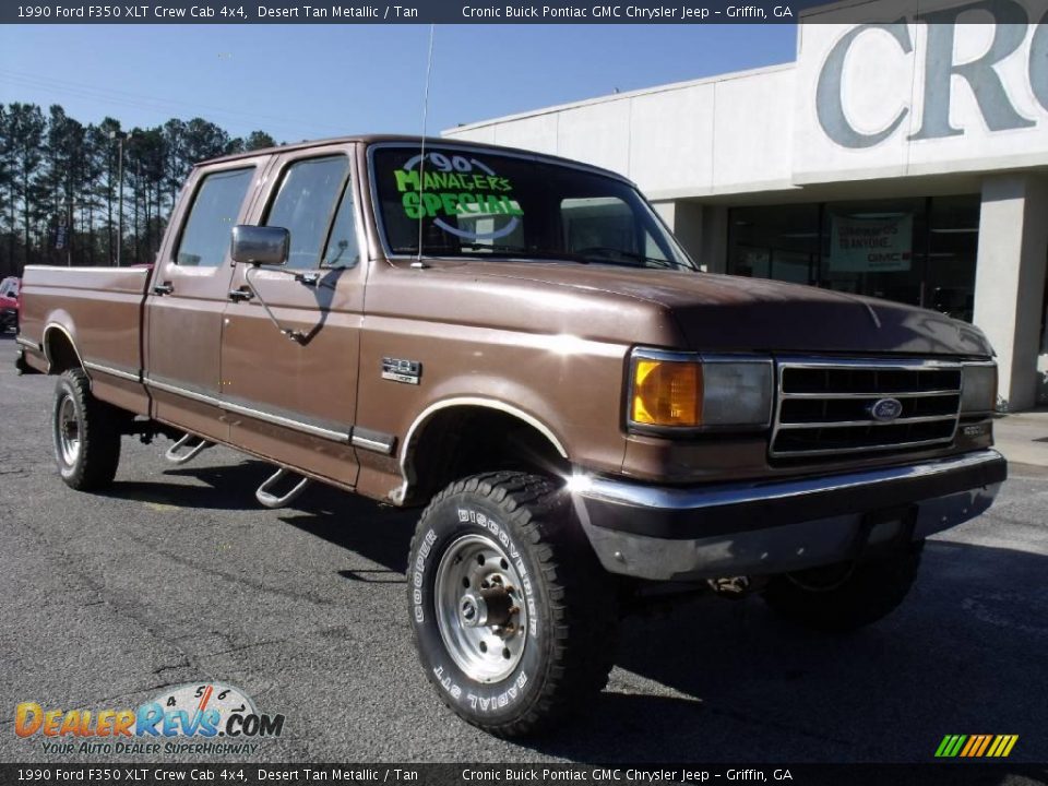 1990 Ford F350 XLT Crew Cab 4x4 Desert Tan Metallic / Tan Photo #2