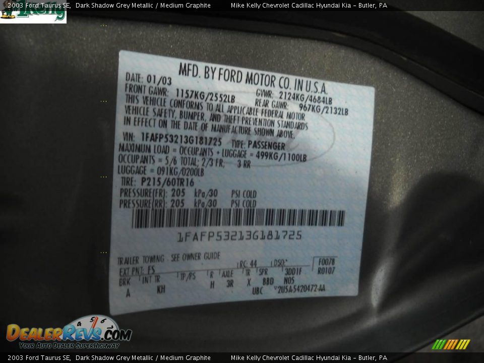 2003 Ford Taurus SE Dark Shadow Grey Metallic / Medium Graphite Photo #10