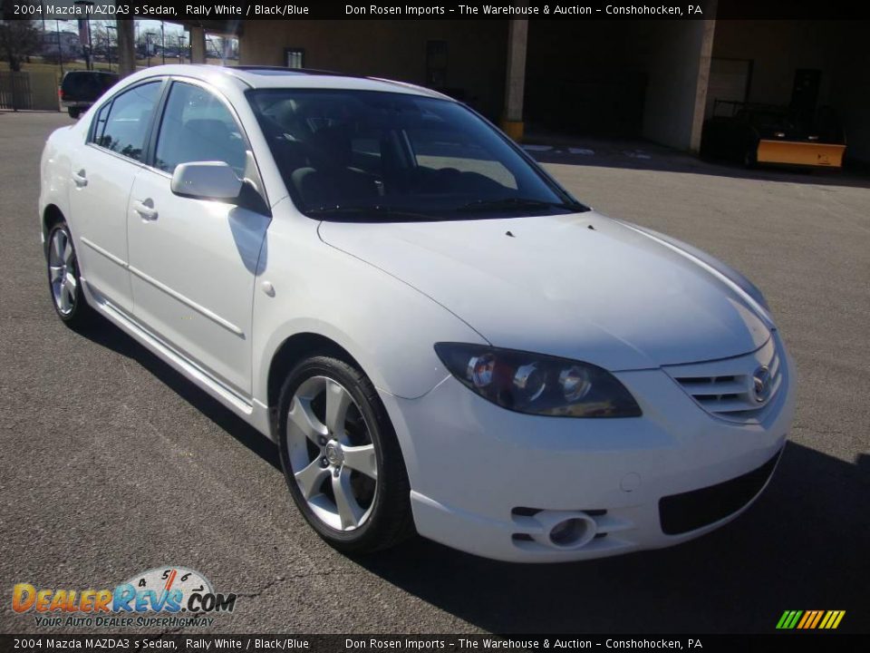 2004 Mazda MAZDA3 s Sedan Rally White / Black/Blue Photo #4
