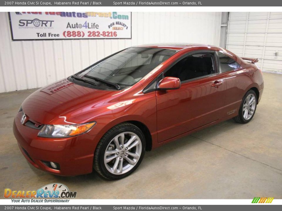 2007 Honda Civic Si Coupe Habanero Red Pearl / Black Photo #4