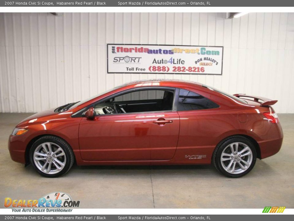 2007 Honda Civic Si Coupe Habanero Red Pearl / Black Photo #8
