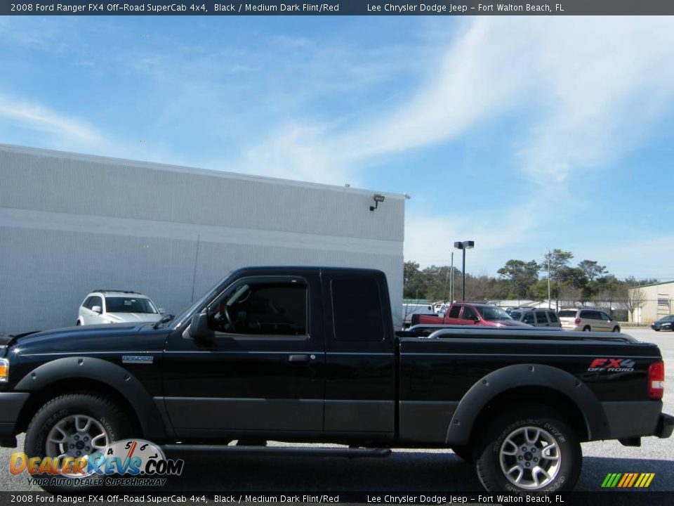 2008 Ford Ranger FX4 Off-Road SuperCab 4x4 Black / Medium Dark Flint/Red Photo #2