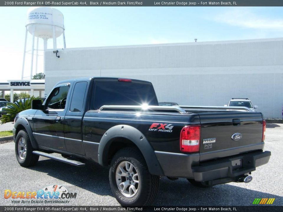 2008 Ford Ranger FX4 Off-Road SuperCab 4x4 Black / Medium Dark Flint/Red Photo #3