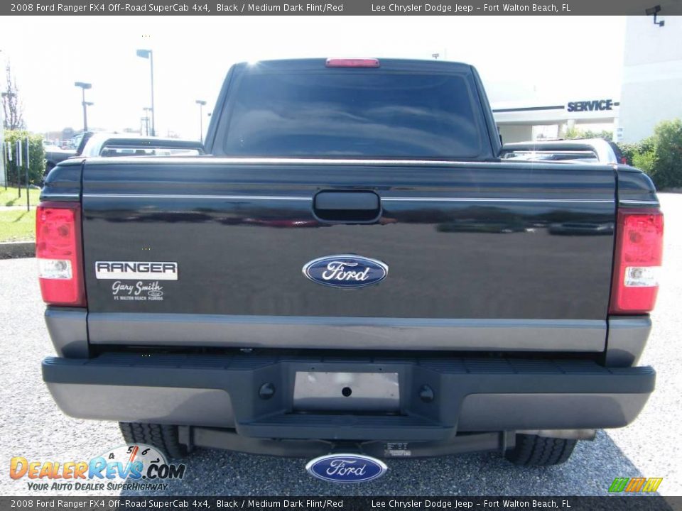2008 Ford Ranger FX4 Off-Road SuperCab 4x4 Black / Medium Dark Flint/Red Photo #4