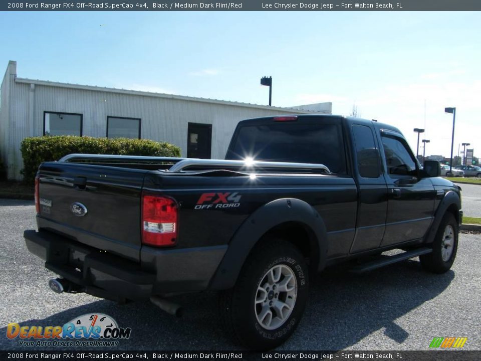 2008 Ford Ranger FX4 Off-Road SuperCab 4x4 Black / Medium Dark Flint/Red Photo #5