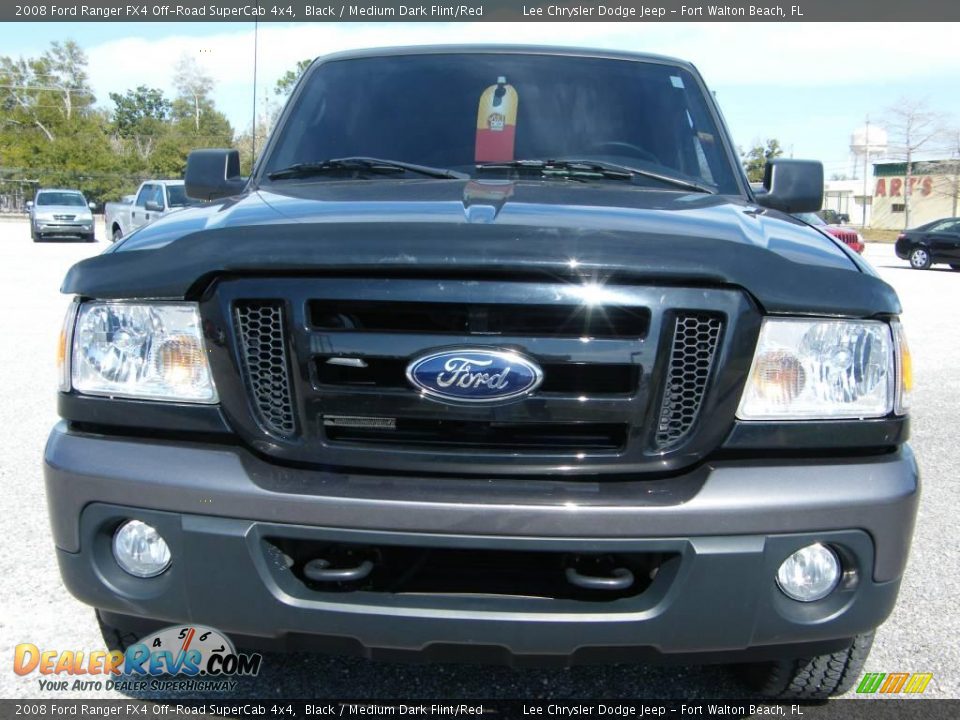 2008 Ford Ranger FX4 Off-Road SuperCab 4x4 Black / Medium Dark Flint/Red Photo #8