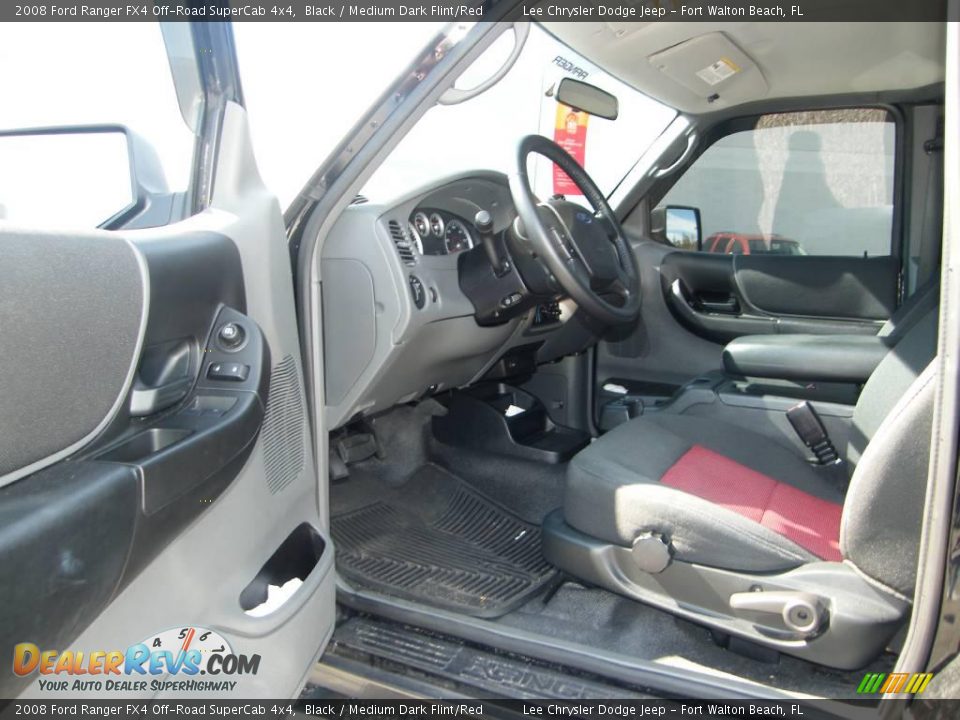 2008 Ford Ranger FX4 Off-Road SuperCab 4x4 Black / Medium Dark Flint/Red Photo #13