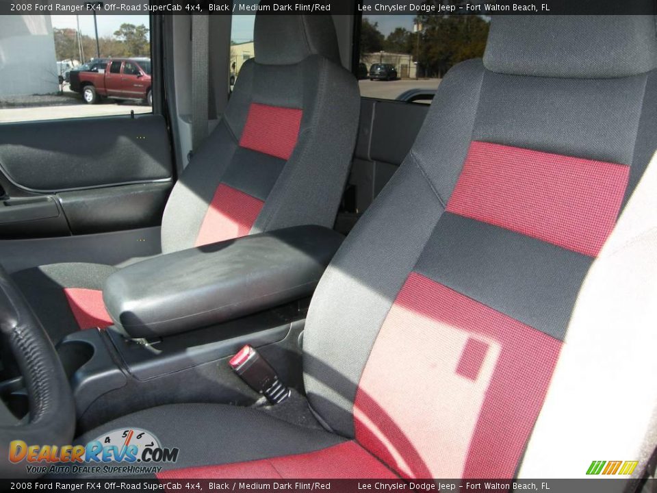 2008 Ford Ranger FX4 Off-Road SuperCab 4x4 Black / Medium Dark Flint/Red Photo #14