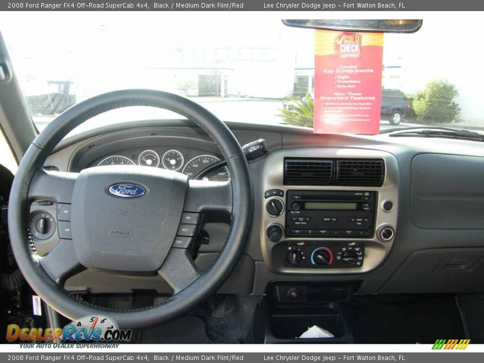 2008 Ford Ranger FX4 Off-Road SuperCab 4x4 Black / Medium Dark Flint/Red Photo #17