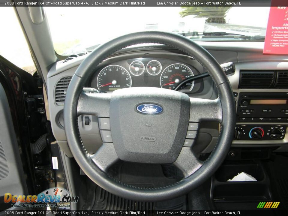 2008 Ford Ranger FX4 Off-Road SuperCab 4x4 Black / Medium Dark Flint/Red Photo #18