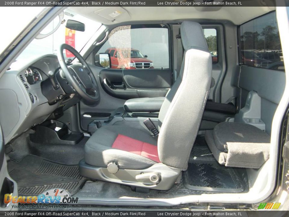 2008 Ford Ranger FX4 Off-Road SuperCab 4x4 Black / Medium Dark Flint/Red Photo #21