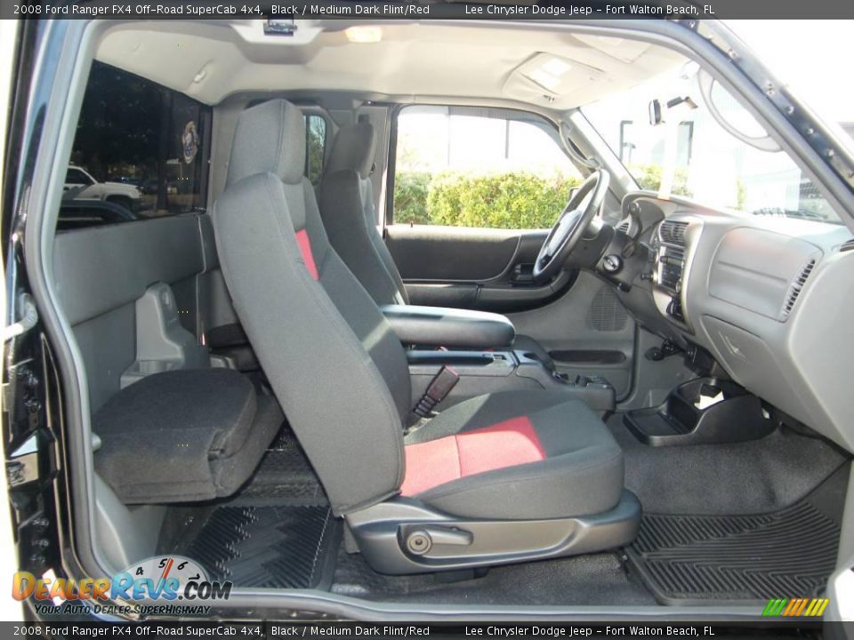 2008 Ford Ranger FX4 Off-Road SuperCab 4x4 Black / Medium Dark Flint/Red Photo #26