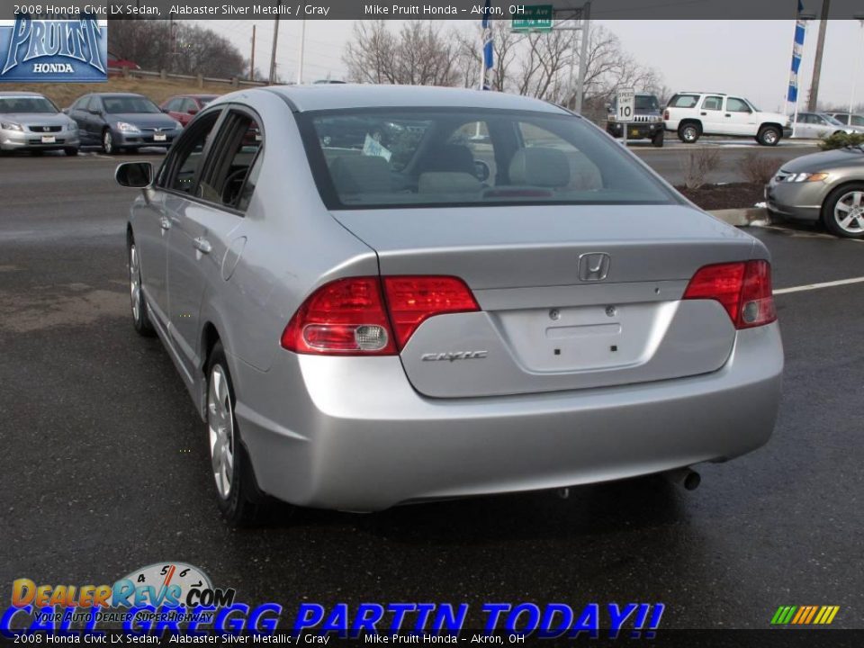 2008 Honda Civic LX Sedan Alabaster Silver Metallic / Gray Photo #2
