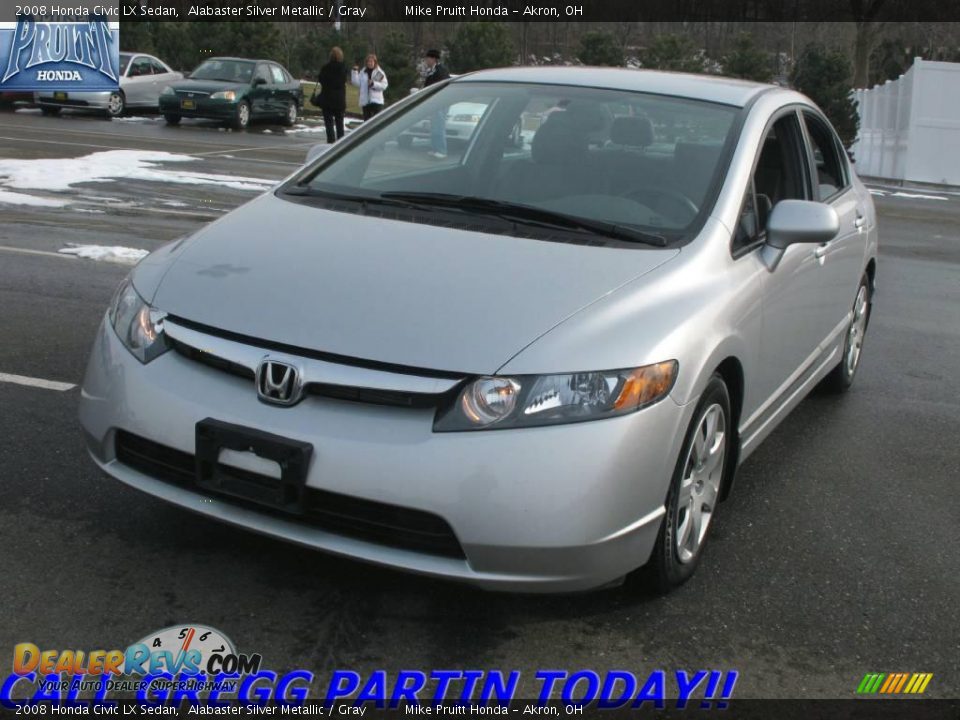 2008 Honda Civic LX Sedan Alabaster Silver Metallic / Gray Photo #3