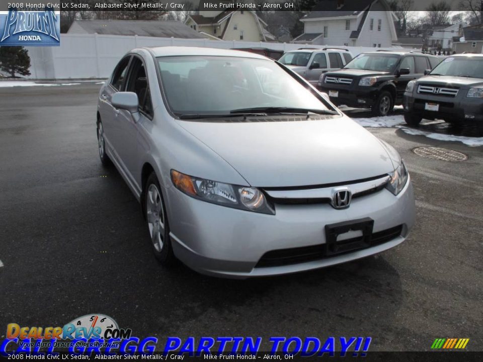 2008 Honda Civic LX Sedan Alabaster Silver Metallic / Gray Photo #5