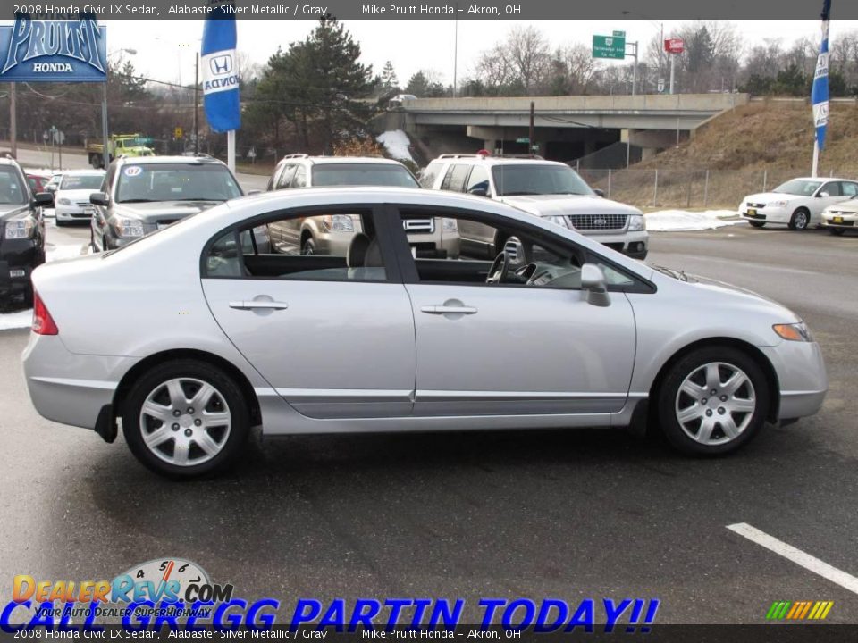 2008 Honda Civic LX Sedan Alabaster Silver Metallic / Gray Photo #6
