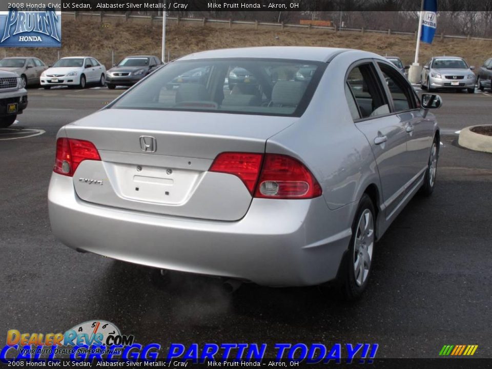 2008 Honda Civic LX Sedan Alabaster Silver Metallic / Gray Photo #7