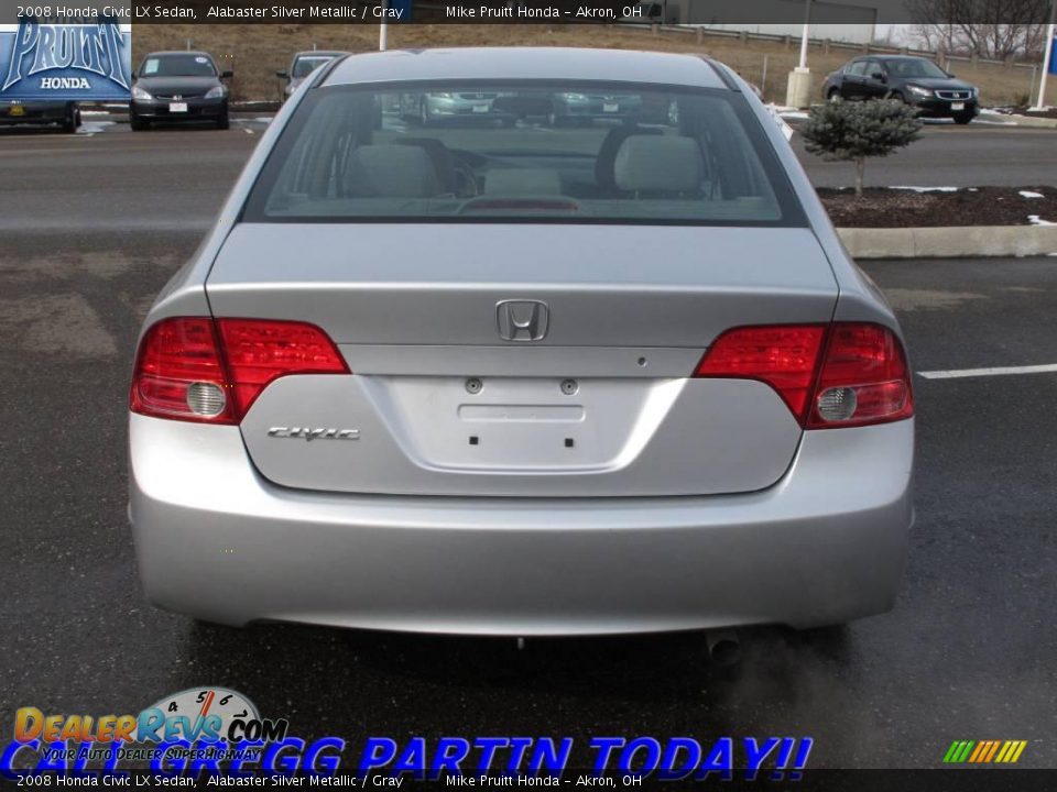 2008 Honda Civic LX Sedan Alabaster Silver Metallic / Gray Photo #8