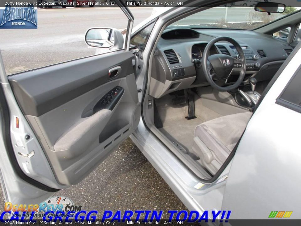 2008 Honda Civic LX Sedan Alabaster Silver Metallic / Gray Photo #10
