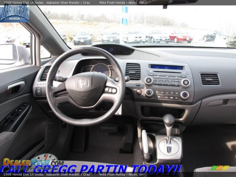 2008 Honda Civic LX Sedan Alabaster Silver Metallic / Gray Photo #15