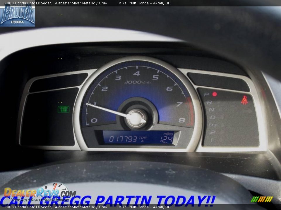 2008 Honda Civic LX Sedan Alabaster Silver Metallic / Gray Photo #16