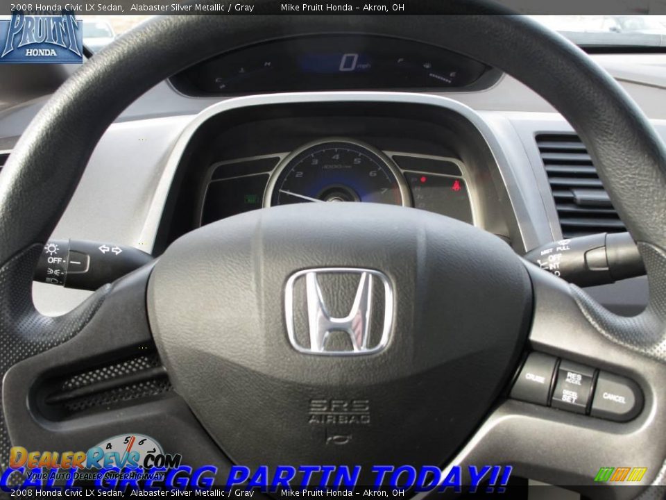 2008 Honda Civic LX Sedan Alabaster Silver Metallic / Gray Photo #17