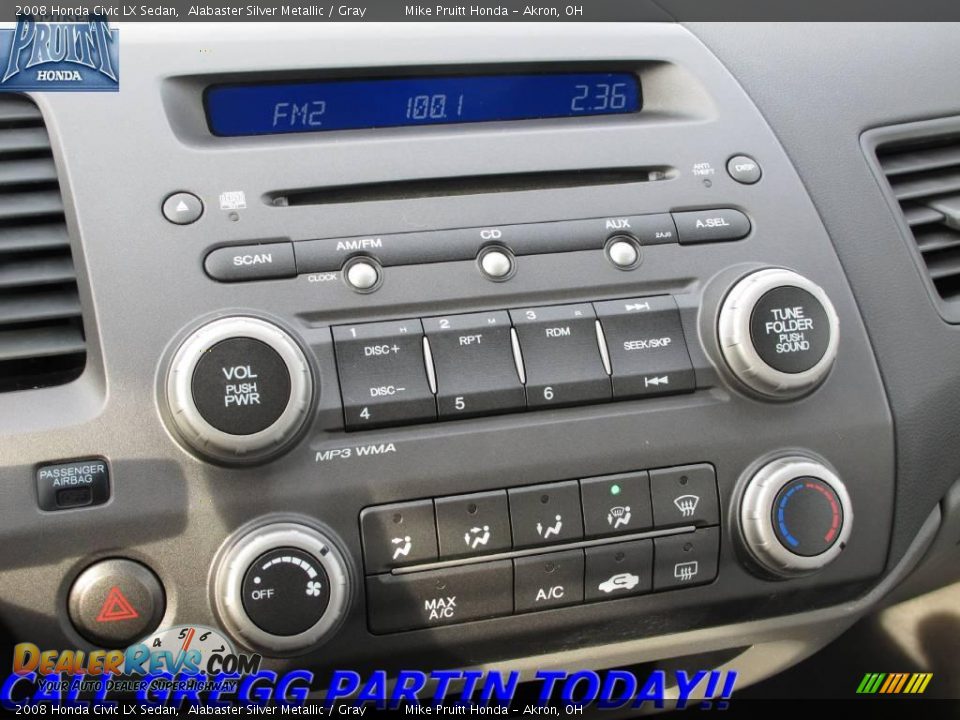 2008 Honda Civic LX Sedan Alabaster Silver Metallic / Gray Photo #20