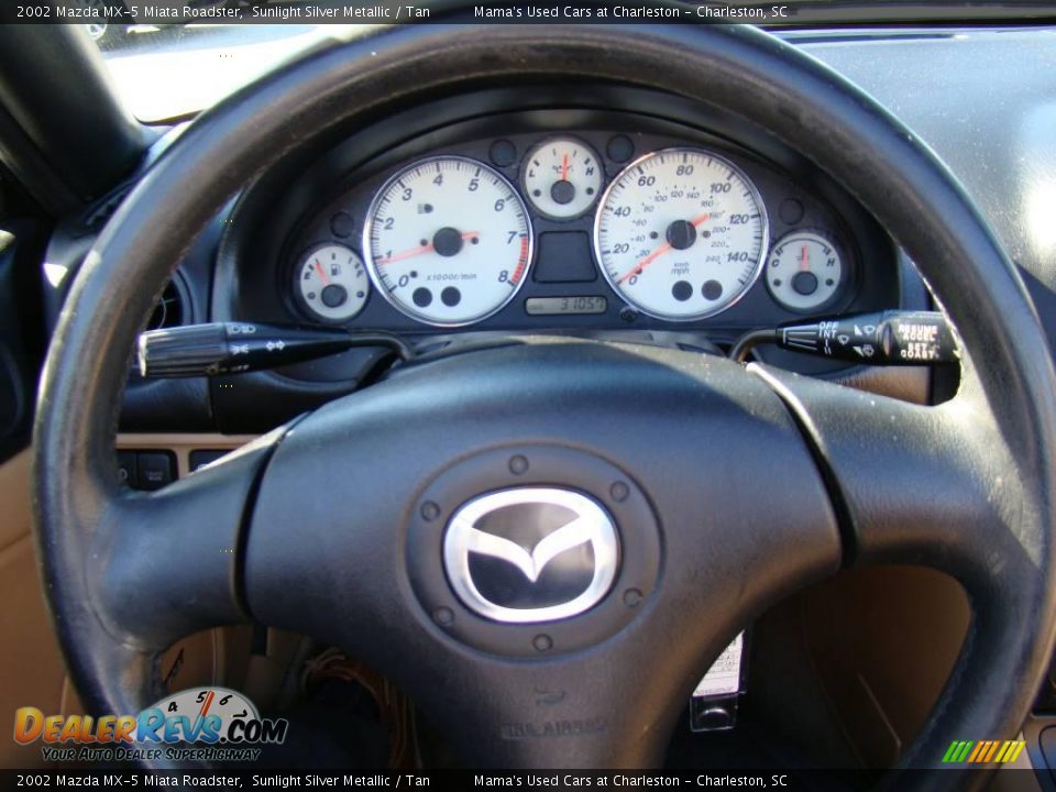 2002 Mazda MX-5 Miata Roadster Sunlight Silver Metallic / Tan Photo #14