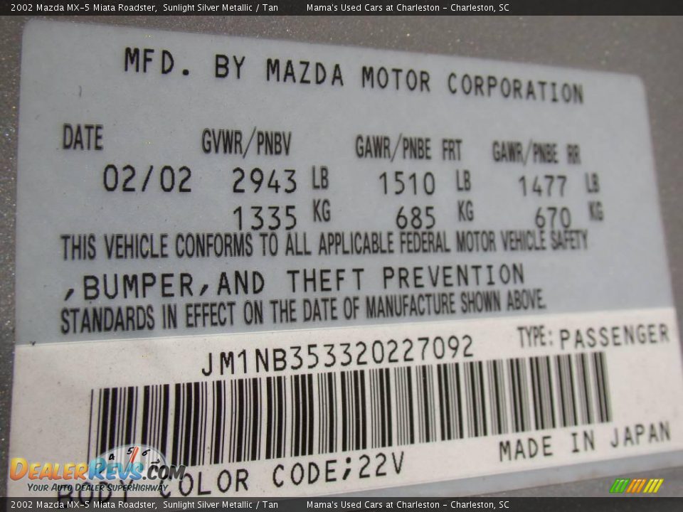 2002 Mazda MX-5 Miata Roadster Sunlight Silver Metallic / Tan Photo #18