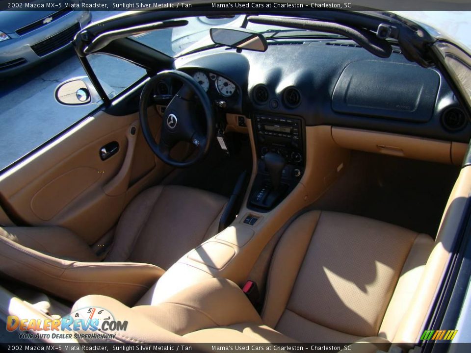2002 Mazda MX-5 Miata Roadster Sunlight Silver Metallic / Tan Photo #25