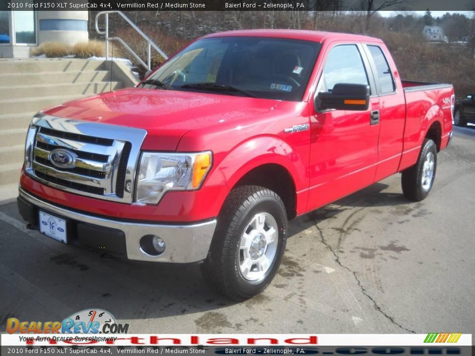 2010 Ford F150 XLT SuperCab 4x4 Vermillion Red / Medium Stone Photo #2
