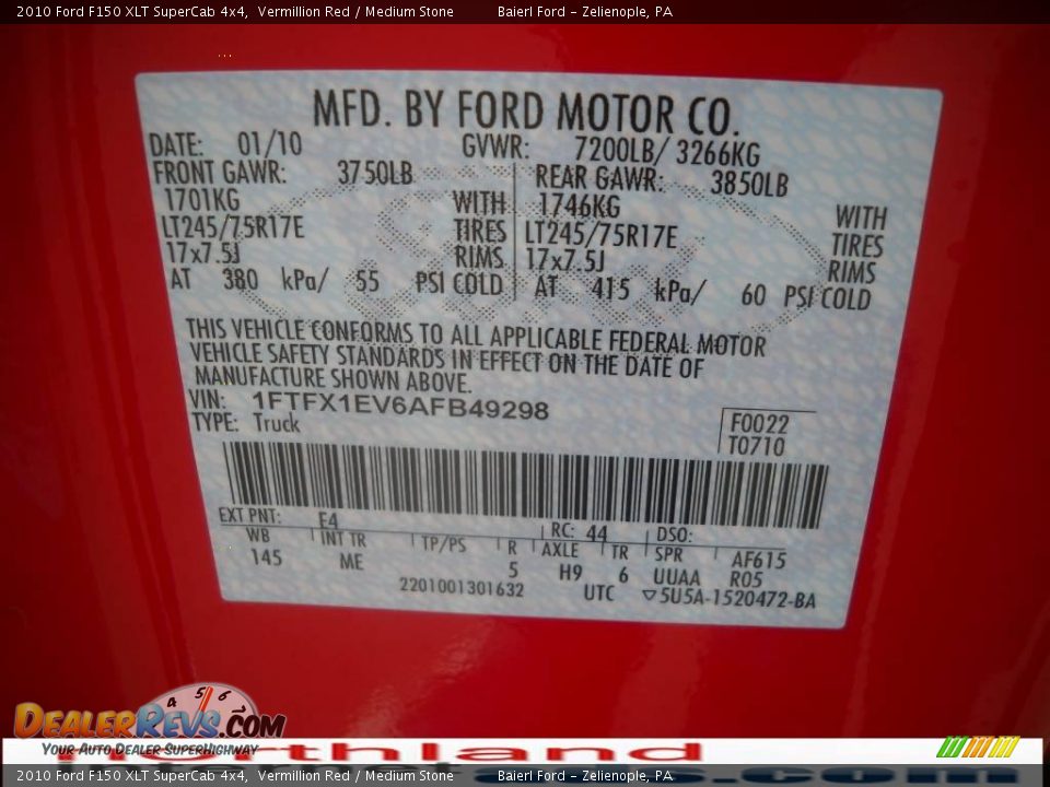 2010 Ford F150 XLT SuperCab 4x4 Vermillion Red / Medium Stone Photo #12