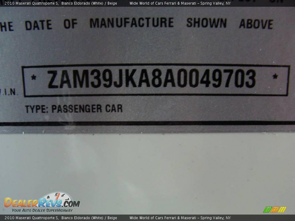2010 Maserati Quattroporte S Bianco Eldorado (White) / Beige Photo #30
