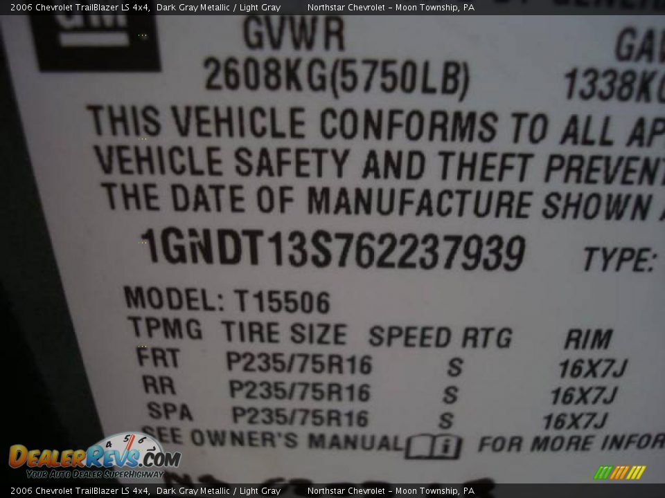 2006 Chevrolet TrailBlazer LS 4x4 Dark Gray Metallic / Light Gray Photo #19