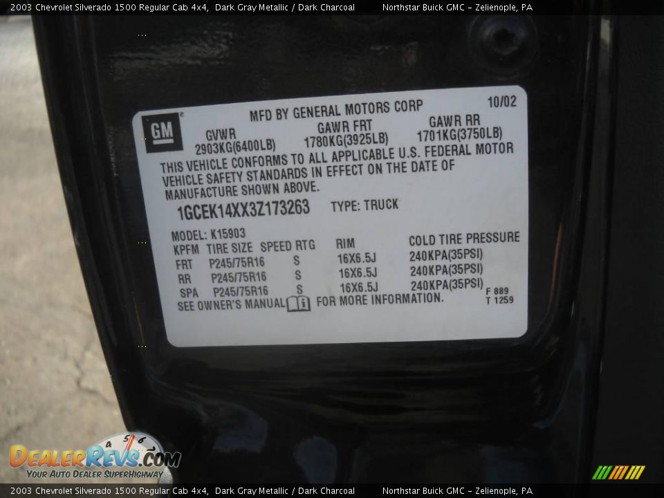 2003 Chevrolet Silverado 1500 Regular Cab 4x4 Dark Gray Metallic / Dark Charcoal Photo #9