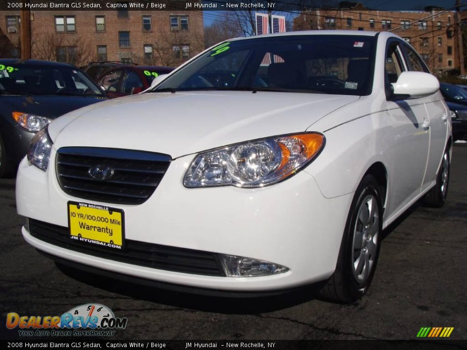 2008 Hyundai Elantra GLS Sedan Captiva White / Beige Photo #1