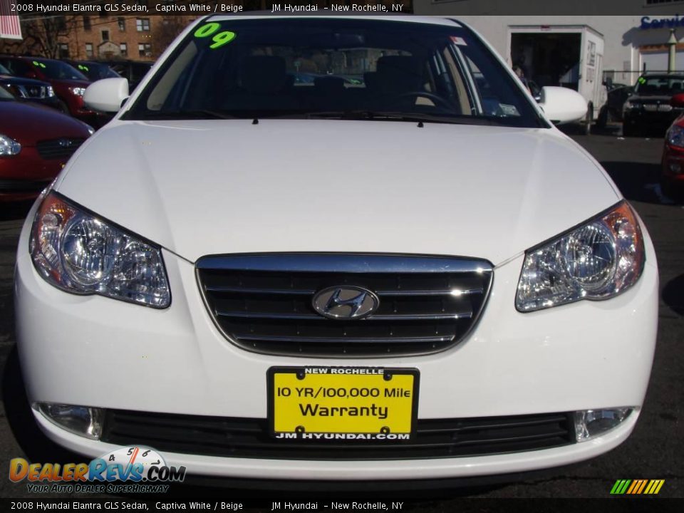 2008 Hyundai Elantra GLS Sedan Captiva White / Beige Photo #2
