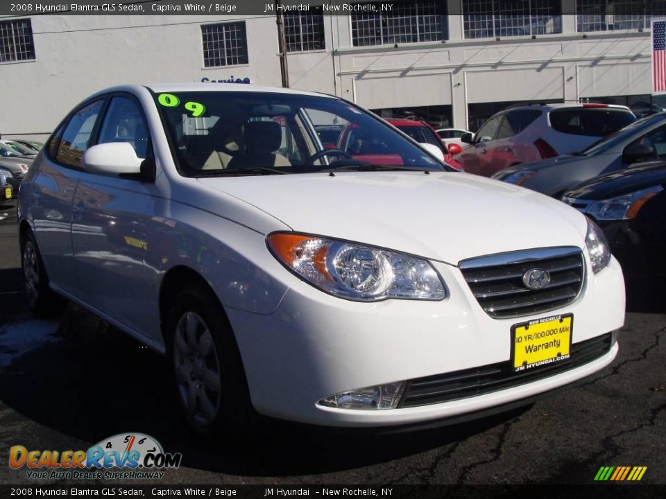2008 Hyundai Elantra GLS Sedan Captiva White / Beige Photo #3