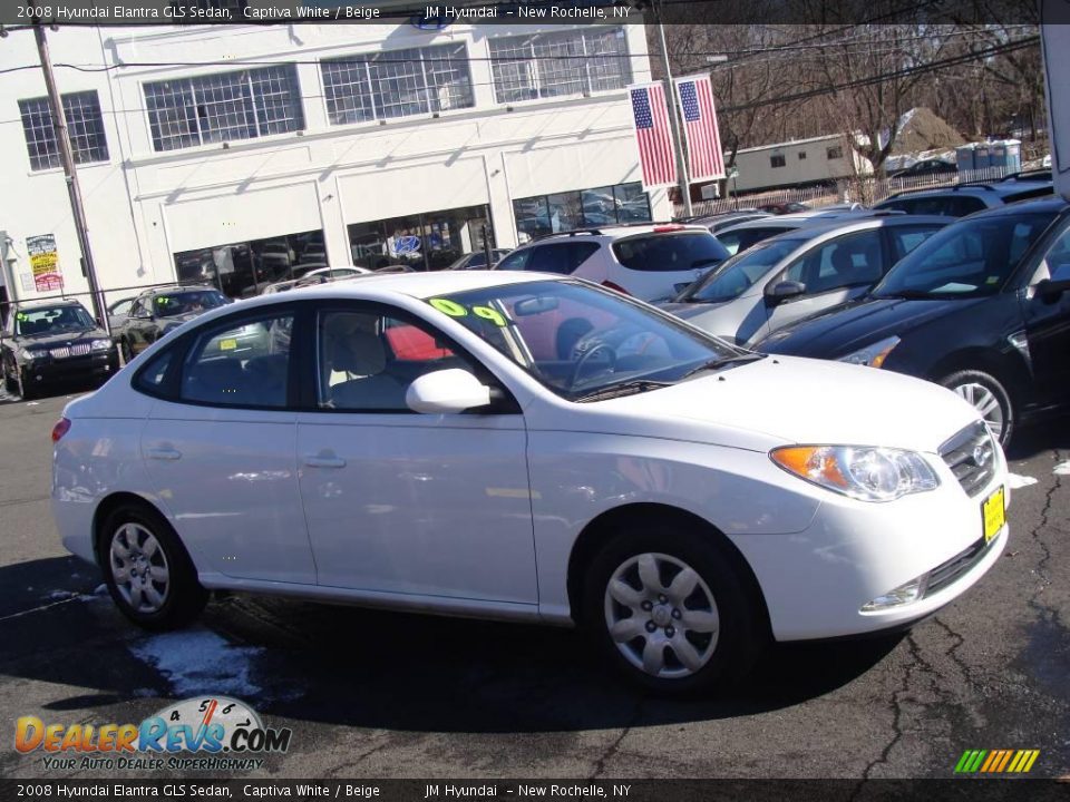 2008 Hyundai Elantra GLS Sedan Captiva White / Beige Photo #4