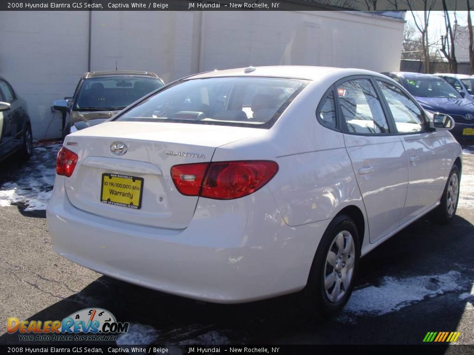 2008 Hyundai Elantra GLS Sedan Captiva White / Beige Photo #5