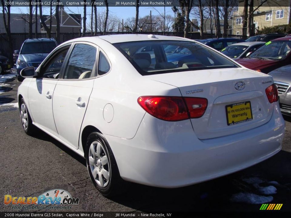 2008 Hyundai Elantra GLS Sedan Captiva White / Beige Photo #7
