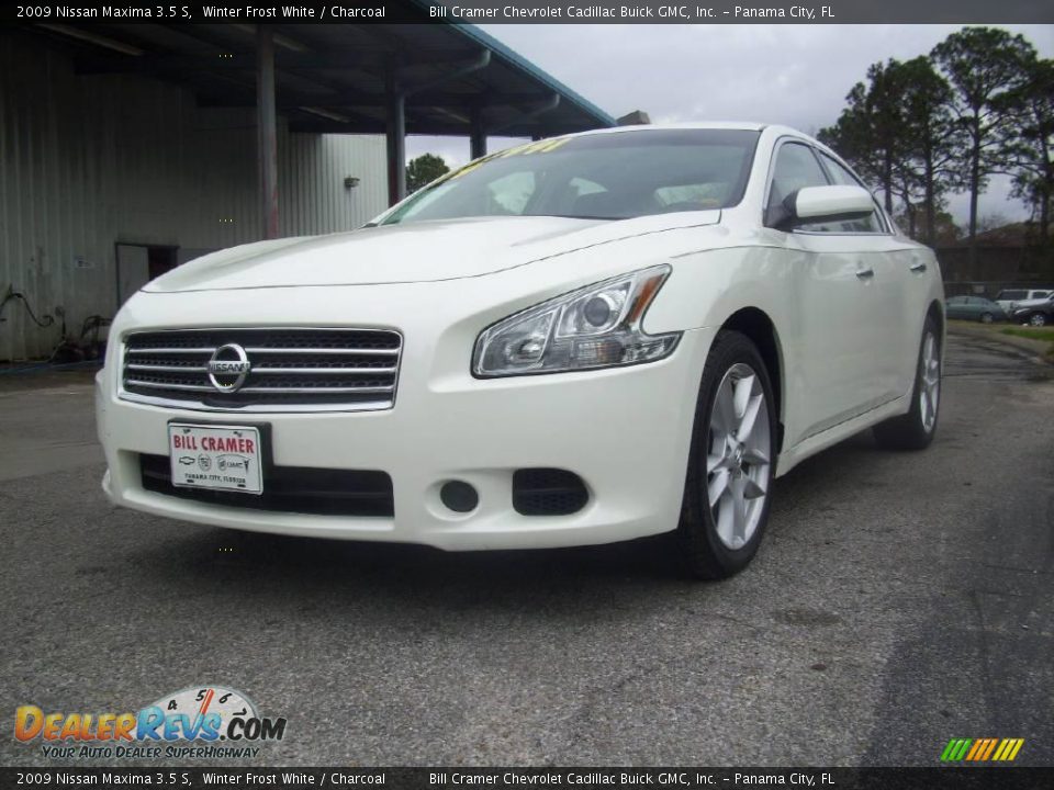 2009 Nissan Maxima 3.5 S Winter Frost White / Charcoal Photo #2
